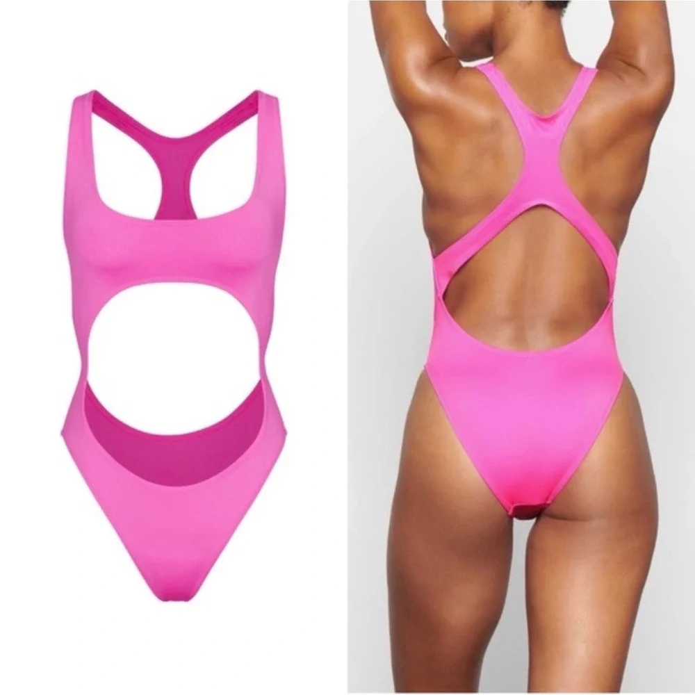 SKIMS Signature Swim Cut Out Monokini Taffy Pink 2X SW-MKN-0012‎ NWT